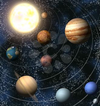 Royalty Free Clipart Image of the Solar System 