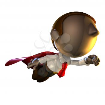 Royalty Free Clipart Image of a Businessman Flying With a Cape