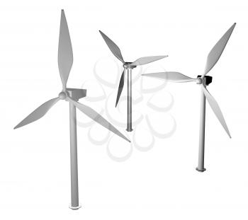 Royalty Free Clipart Image of Wind Turbines 