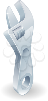 An illustration of a cartoon adjustable wrench or spanner
