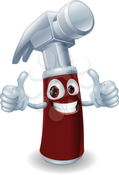 Hammer cartoon character mascot giving a double thumbs up