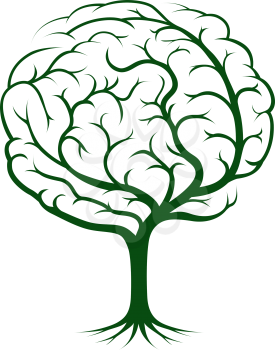 Brain tree illustration, tree of knowledge, medical, environmental or psychological concept