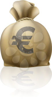 Illustration of a big sack with Euro currency sign