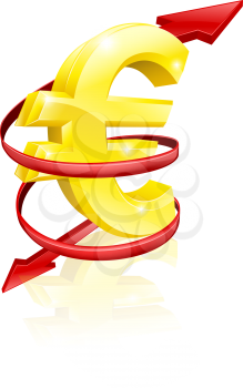 Euro exchange rate concept or concept for changing income or profits
