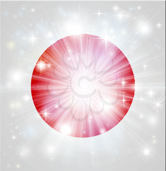 Flag of Japan background with pyrotechnic or light burst and copy space in the centre