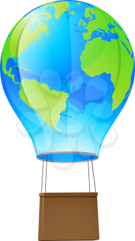 Illustration of a world globe hot air balloon

