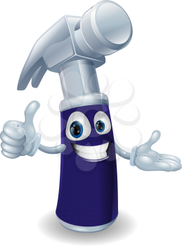 A blue hammer cartoon character doing a thumbs up gesture.