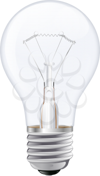 An illustration of an incandescent light bulb with male screw base