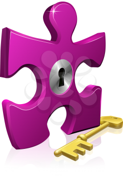 Illustration of locked jigsaw piece. Business concept for problem solving or other