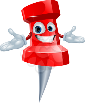 A push pin office supply character mascot illustration