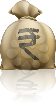 Illustration of a big sack with Rupee currency sign