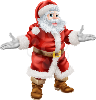 Christmas cartoon illustration of full body standing happy Santa Claus