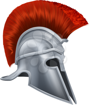 Illustration of a bronze Trojan Helmet, Spartan helmet, Roman helmet or Greek helmet. Corinthian style.