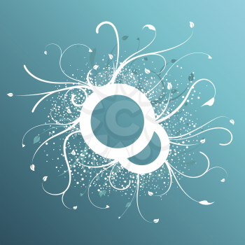 Royalty Free Clipart Image of a Blue and White Floral Ring With Flourishes
