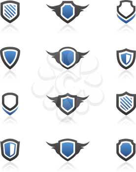 Royalty Free Clipart Image of a Set of Shields