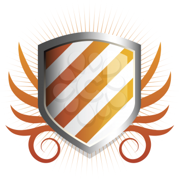 Royalty Free Clipart Image of an Orange Shield
