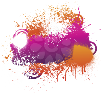 Royalty Free Clipart Image of an Orange and Pink Paint Spatter