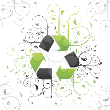 Royalty Free Clipart Image of an Abstract Background With a Recycling Symbol