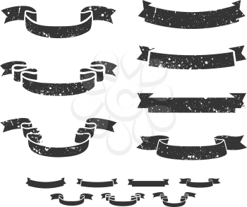 Royalty Free Clipart Image of Distressed Scroll Banners
