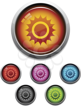 Royalty Free Clipart Image of Glossy Buttons With the Sun