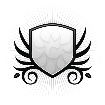 Royalty Free Clipart Image of a Black and White Shield