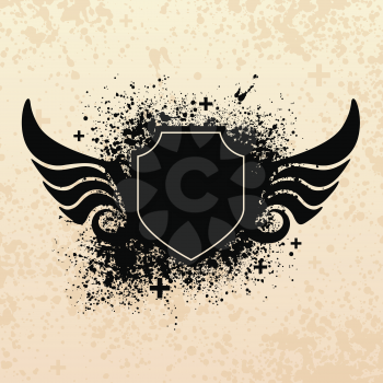 Royalty Free Clipart Image of a Grunge Shield