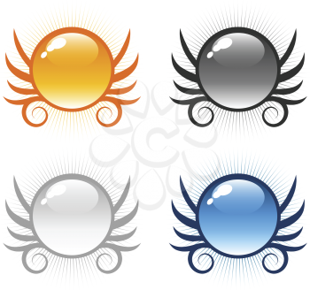 Royalty Free Clipart Image of Buttons With Flourishes
