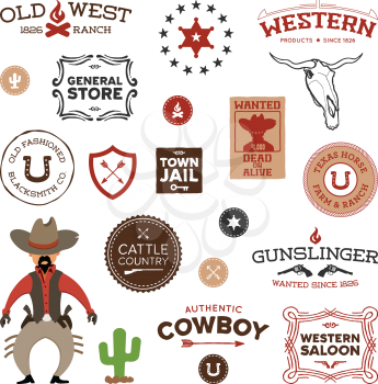 Vintage American old west western designs and graphics