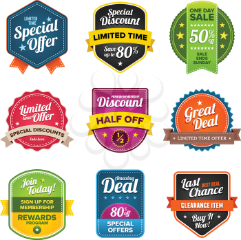 Set of vector sales labels and sticker graphics