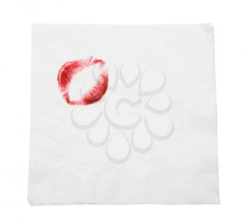 Royalty Free Photo of a napkin with a Lipstick Print