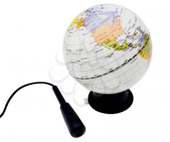 Royalty Free Photo of a Globe and a Microphone