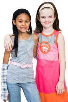 Royalty Free Photo of Two Young Girls Modeling Clothing