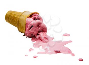 Royalty Free Photo of a Tipped over and Melting Ice Cream Cone