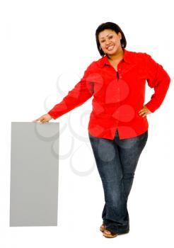 Royalty Free Photo of a Woman Showing a Blank Placard