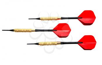 Red darts in order isolated over white
