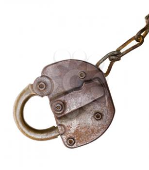 Close-up of a lock isolated over white