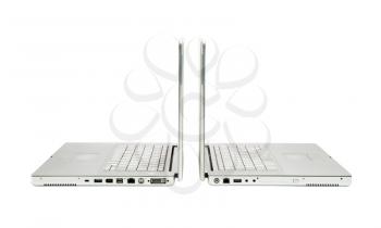 Open laptops isolated over white