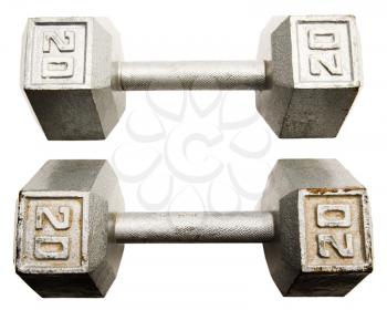 Two dumbbells isolated over white