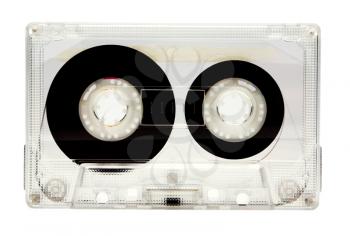 One audio cassette of plastic isolated over white