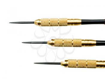 Metallic darts in order isolated over white