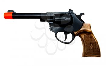Black toy gun isolated over white
