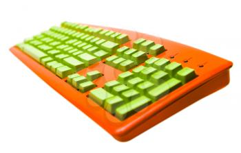 Single orange color keyboard isolated over white
