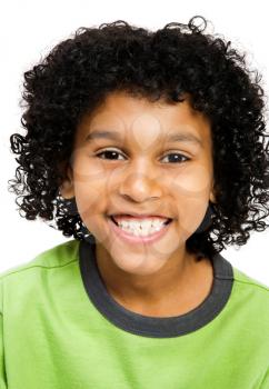Boy smiling isolated over white