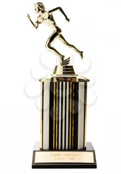 Trophy of athletics isolated over white