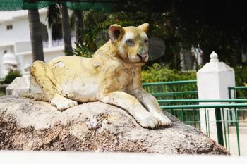Lion statue at a park, Chhatarpur Temple, New Delhi, India