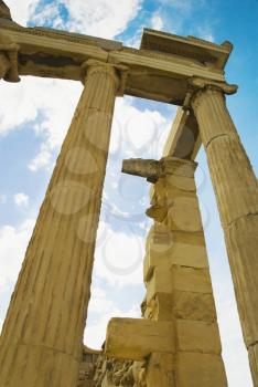 Colonnade of an ancient temple, Parthenon, Acropolis, Athens, Greece