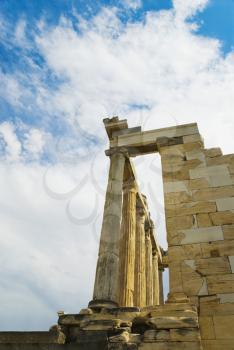 Colonnade of an ancient temple, Parthenon, Acropolis, Athens, Greece