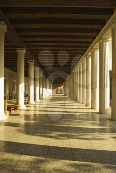 Corridor of an ancient museum, Stoa of Attalos, The Ancient Agora, Athens, Greece