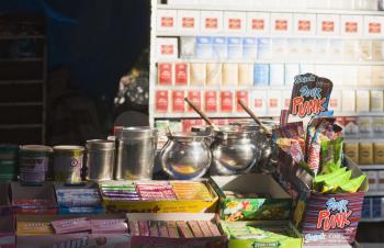 Close-up of a market stall, New Delhi, India