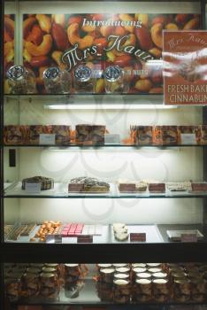 Bakery products in a refrigerator at a shop, New Delhi, India